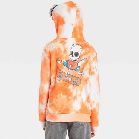 The Simpsons BART Skateboard Skeleton Graphic Tie Dye Hoodie Sweatshirt XL - Picture 3 of 15